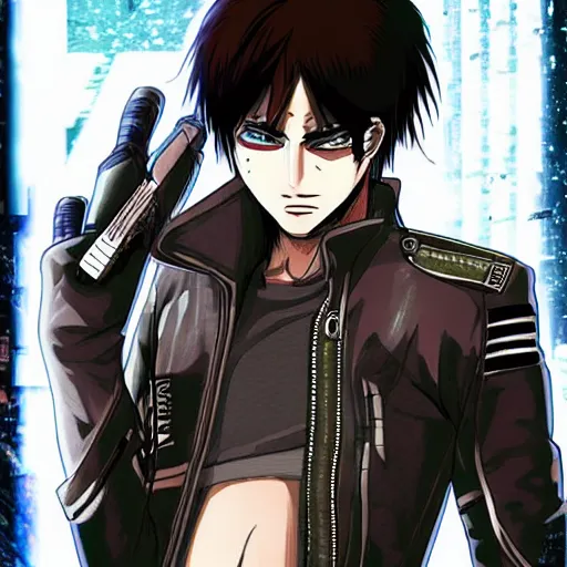 Prompt: cyberpunk eren yeager