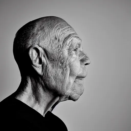 Prompt: profile portrait of a typical person by david Bailey, gelatin silver finish, nd4, perfect studio lighting