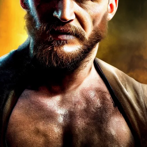 Image similar to Tom Hardy as wolverine 4K quality Photorealism