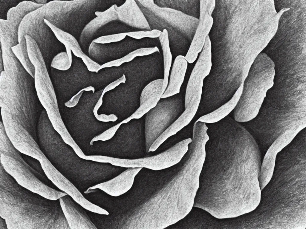 Image similar to a close up of a rose, with drops of water on the petals, by georgia o'keeffe