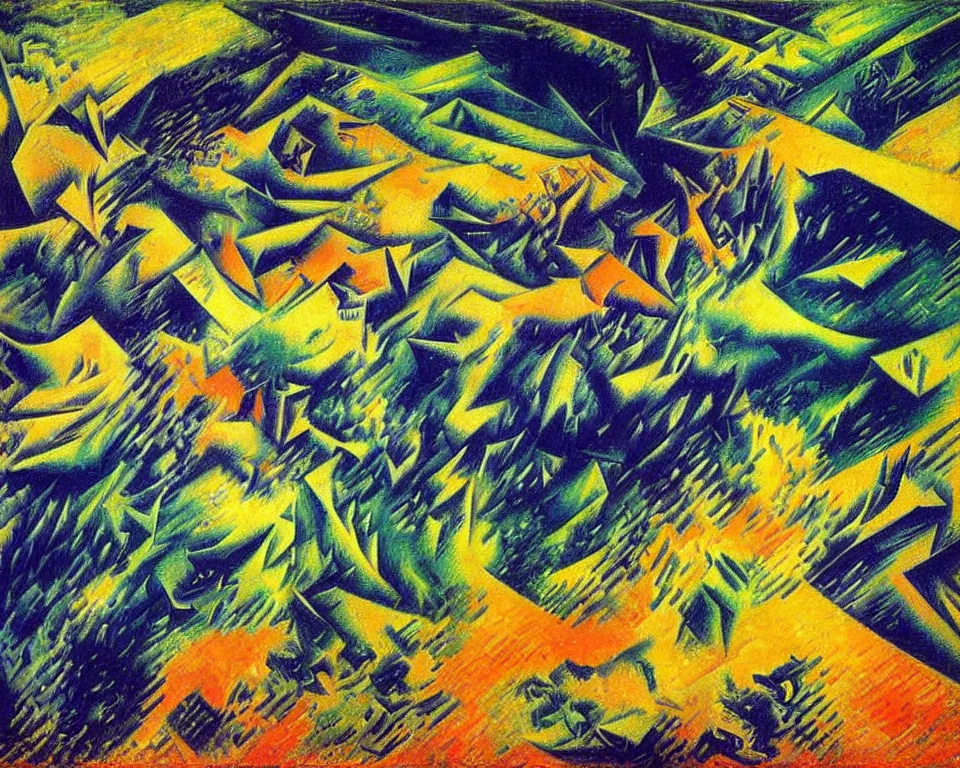 Image similar to a monsoon by umberto boccioni. detailed, proportional, romantic, enchanting, achingly beautiful, graphic print, trending on artstation, jungle, tropical, foliage