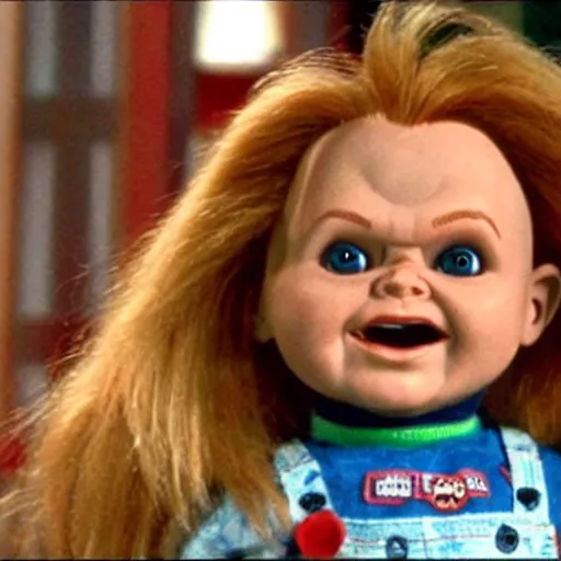 Prompt: Chucky the doll on an episode of Full House