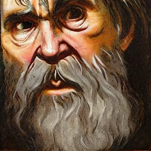 Image similar to charles manson in the style of a renaissance painting