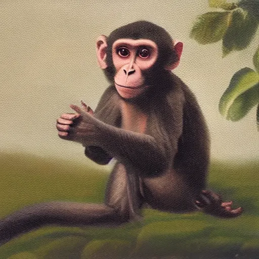 Image similar to a monkey in an oil painting, running freely, high detail, high polygon-W 768