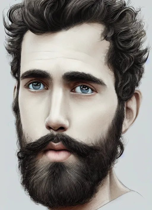 Image similar to illustration of a short curly orange hair man with sparse beard as a portrait, smooth, reflects, masterpiece artwork, ultra detailed, artgerm, style by pixar 2 0 2 2, digital art, trending on artstation, behance, deviantart