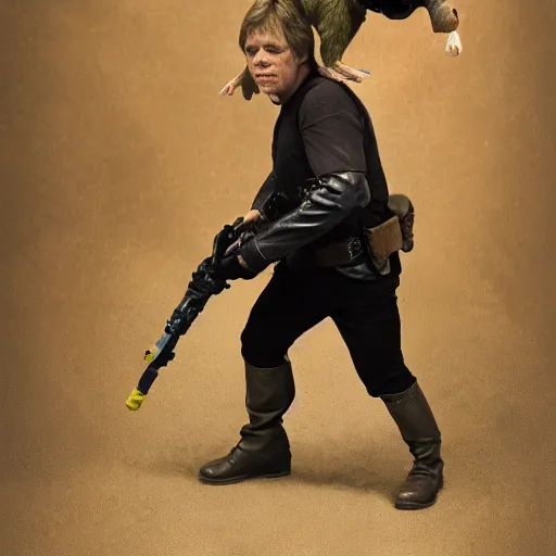 Image similar to luke skywalker carrying gremlin