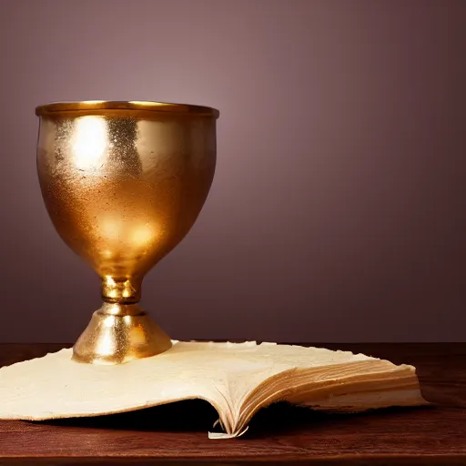 Image similar to studio photography of 1st century wine goblet and matzah, studio lighting, solid color background 8k