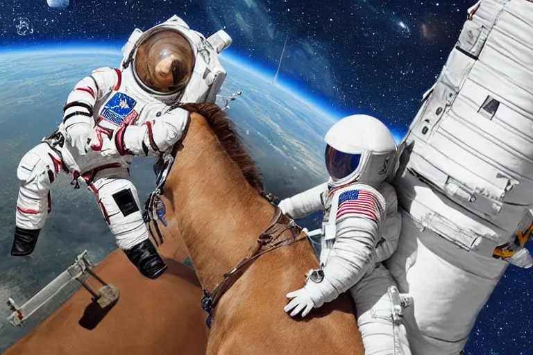 Image similar to horse on top of an astronaut, astronaut under the horse, arstation