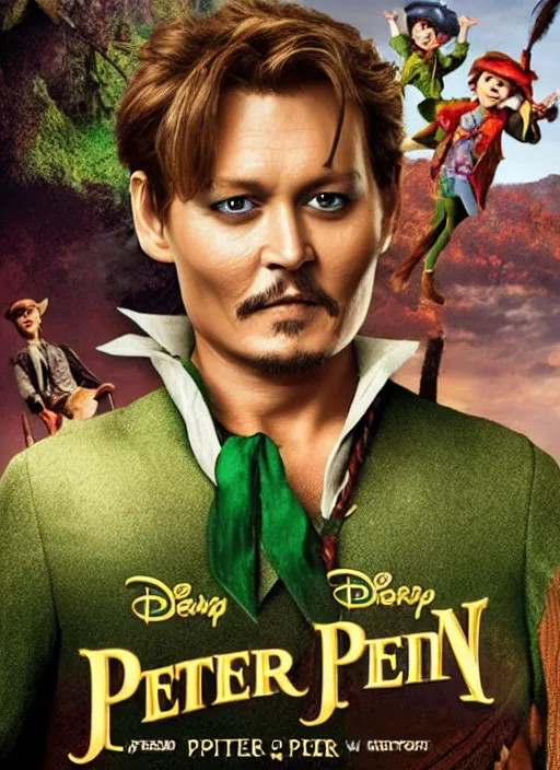 Image similar to johny depp as Peter Pan,movie poster