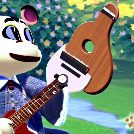 Image similar to k. k slider from animal crossing, playing guitar at a concert