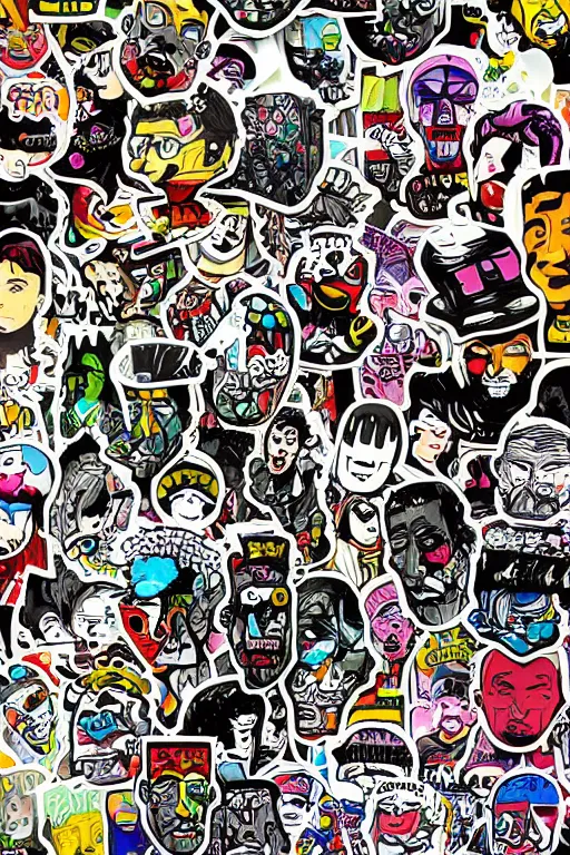 Image similar to sticker art, cronobreaker moai statue popart slap face caricature comic book illustration cartoon graffity street digital