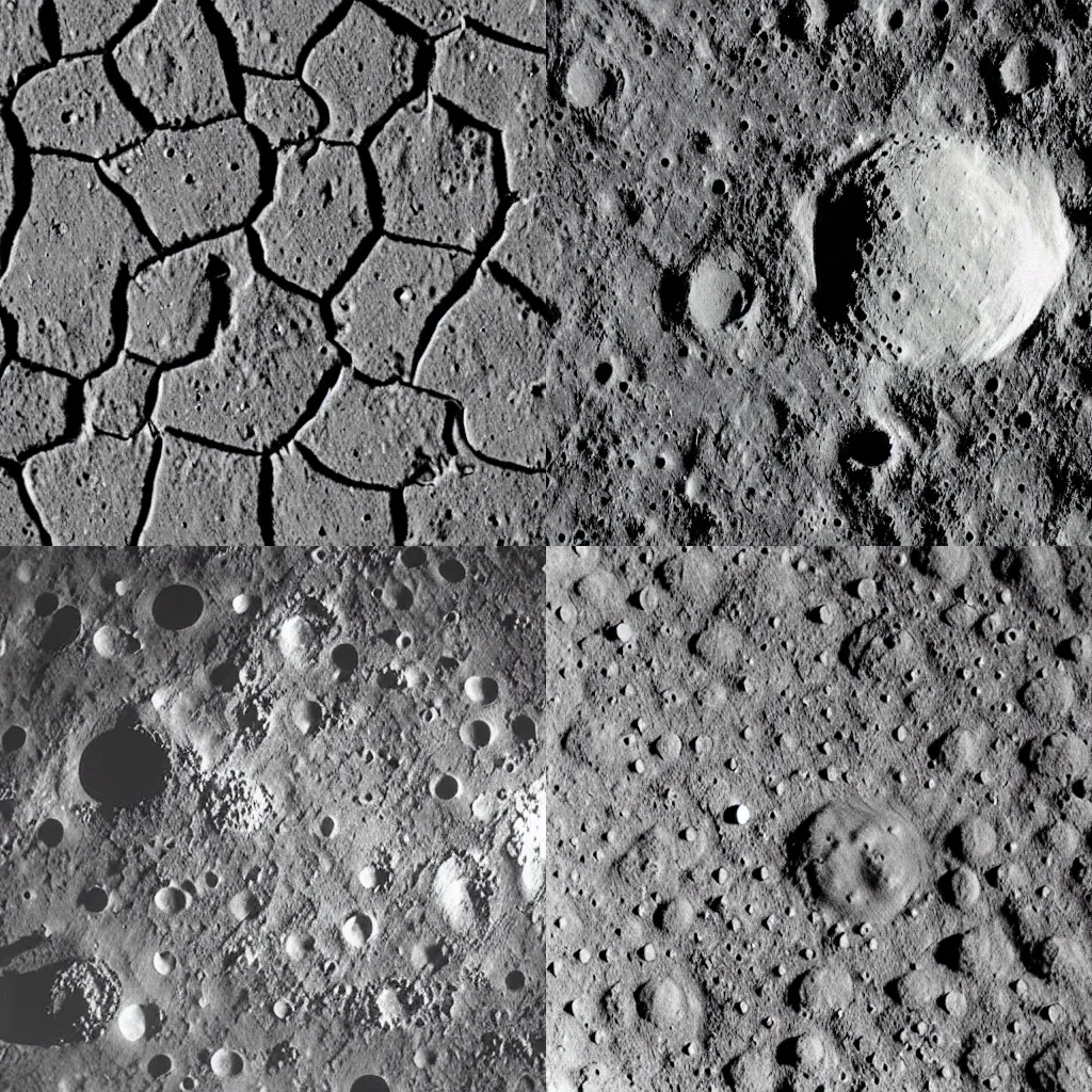 Prompt: brick house on the moon's surface, 1970s photograph