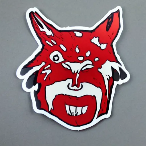 Image similar to die cut sticker, princess mononoke mask, splatter paint