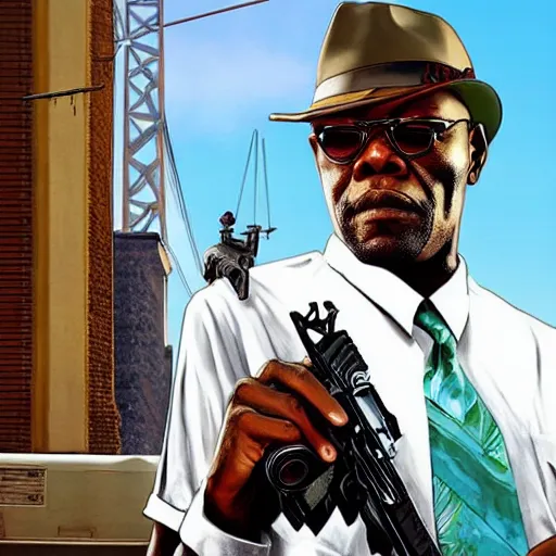 Image similar to Samuel L. Jackson on GTA V cover art