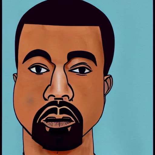 Prompt: a full body drawing of Kanye West in the style of Hideaki Anno, watercolor, animation, concept art