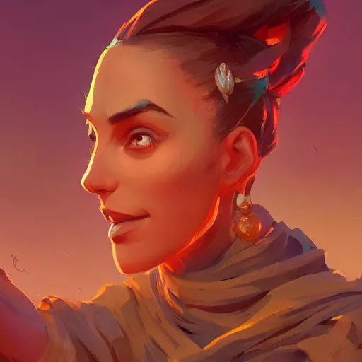 Image similar to profile portrait, maya ali mage, gloomhaven, dynamic lighting, gaudy colors, octane render aesthetic, matte painting concept art, official fanart behance hd artstation by jesper ejsing, by rhads and makoto shinkai and lois van baarle and ilya kuvshinov and rossdraws