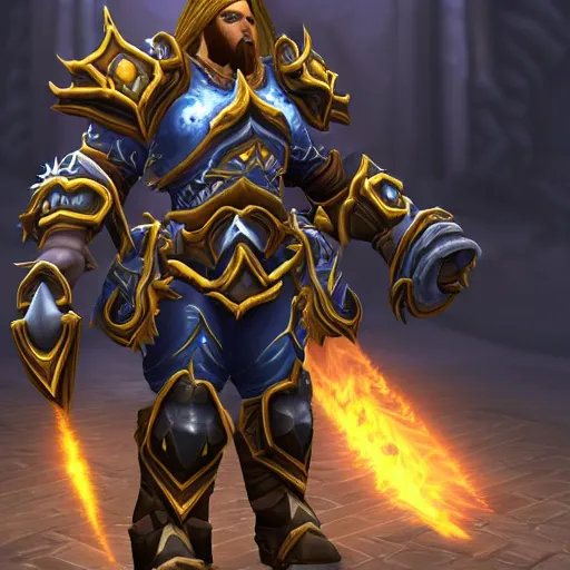 Image similar to world of warcraft paladin, intense, highly detailed, 8 k