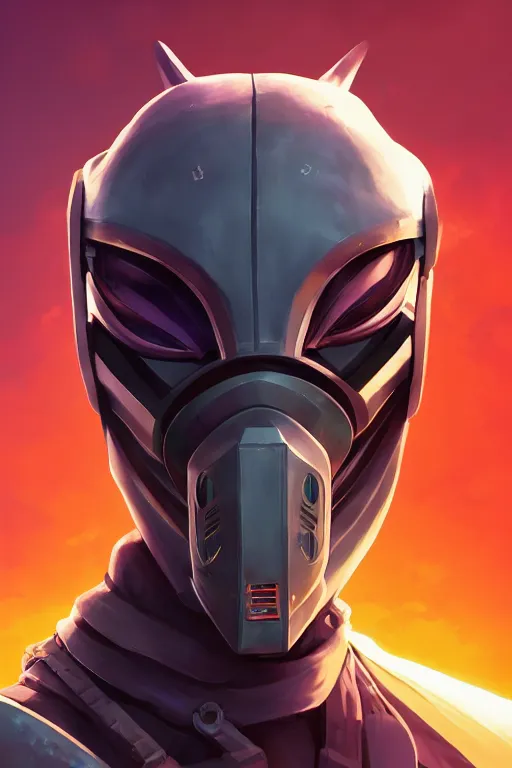 Image similar to epic mask helmet robot ninja portrait stylized as fornite style game design fanart by concept artist gervasio canda, behance hd by jesper ejsing, by rhads, makoto shinkai and lois van baarle, ilya kuvshinov, rossdraws global illumination radiating a glowing aura global illumination ray tracing hdr render in unreal engine 5