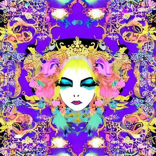 Prompt: maximalist pastel goth baroque decora jester themed colorful cmyk royalty ornamental maximalism early computer graphics frames for sale, artistic creativity