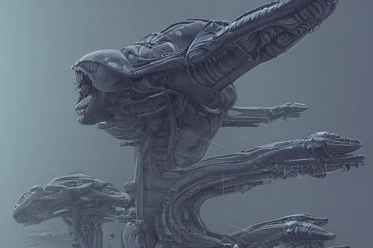 Image similar to Blueprint of alien boss, book, page, biology, detailed, artstation, cgsociety, Ralph McQuarrie and Greg Rutkowski