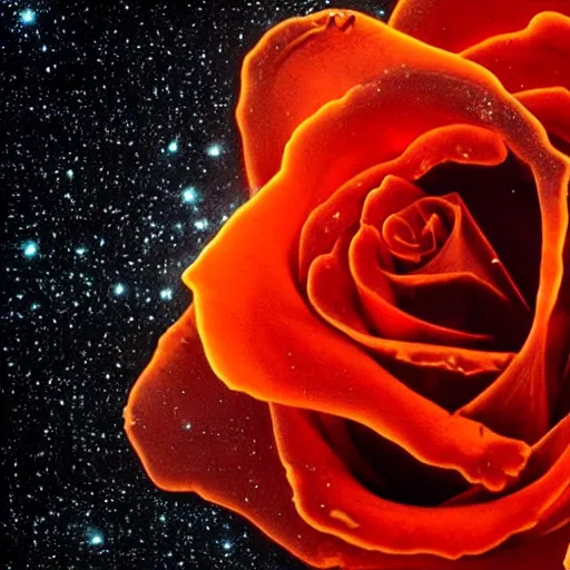 Prompt: award - winning macro of a beautiful!!!!! black rose made of molten magma and nebulae on black background by harold davis, georgia o'keeffe and harold feinstein, highly detailed, hyper - realistic!!!!!, inner glow, trending on deviantart, artstation and flickr, nasa space photography, national geographic
