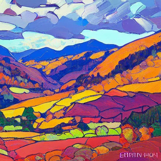 Image similar to beautiful autumnal scottish valley view by erin hanson