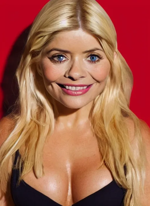 Image similar to holly Willoughby with the physique of a body builder, symmetrical facial features, hyper realistic, ultra detailed, cinematic, dynamic lighting, photorealistic, refined, intricate, digital art, digital painting, masterpiece, 8k