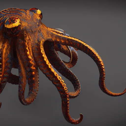 Image similar to Norse mythical octopus design, epic insect character , translucent , , photo realistic, hyperdetailed, bloodbourne, golden ratio, luxury, growing deco, elite, horror, ominous, cinematic, character design, cgsociety, Hyperrealistic.octane render, 8k, unreal engine, high detailed.