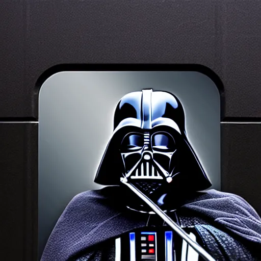 Image similar to darth vader brushing his teeth through the vent