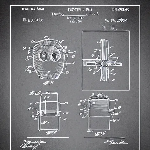 Prompt: stable diffusion patent drawing style