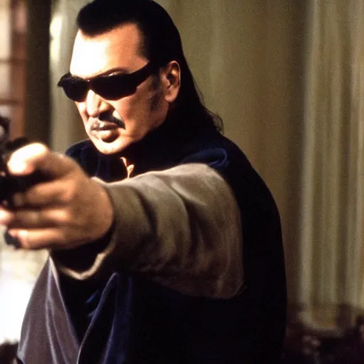 Image similar to scene of a movie with steven seagal