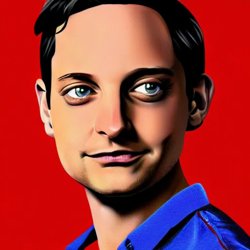 Image similar to portrait of tobey maguire, highly detailed, centered, solid color background, digital painting