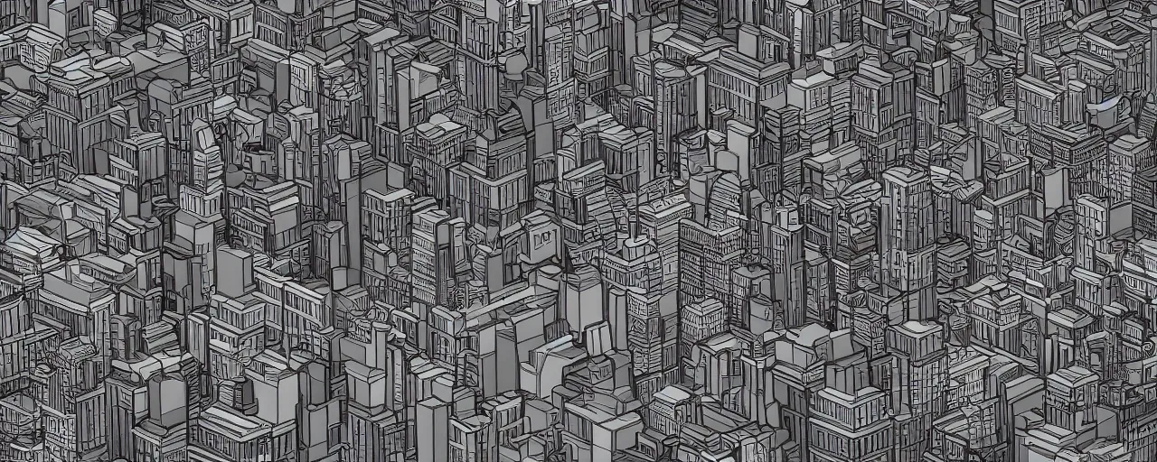 Image similar to cityscape in the style of MC Escher and impressionist 4k