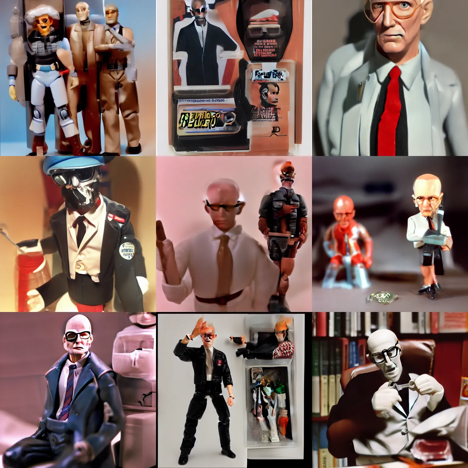 Prompt: William S Burroughs as a Dr. Benway 1980's G. I. Joe action figure