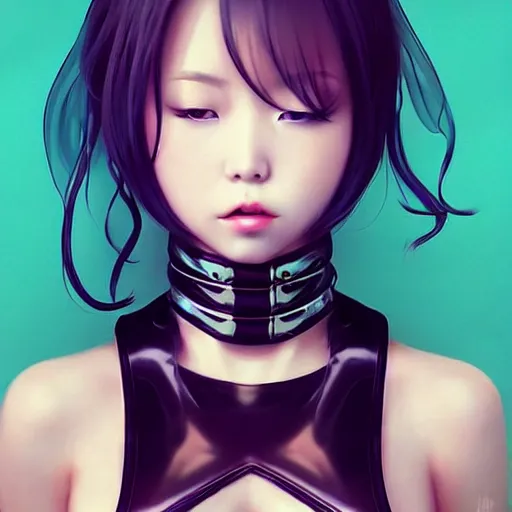 Image similar to a beautiful young japanese hitomi tanaka alluring instagram model in elaborate latex tank top, jrpg tank top made from latex demon faces, by guweiz and wlop and ilya kuvshinov and artgerm and, aesthetic, gorgeous, stunning, alluring, attractive, artstation, deviantart, pinterest, digital art