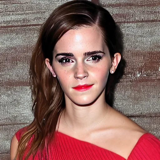 Image similar to a full - figure profile photograph of a woman who is a genetic combination of emma watson and kim kardashian