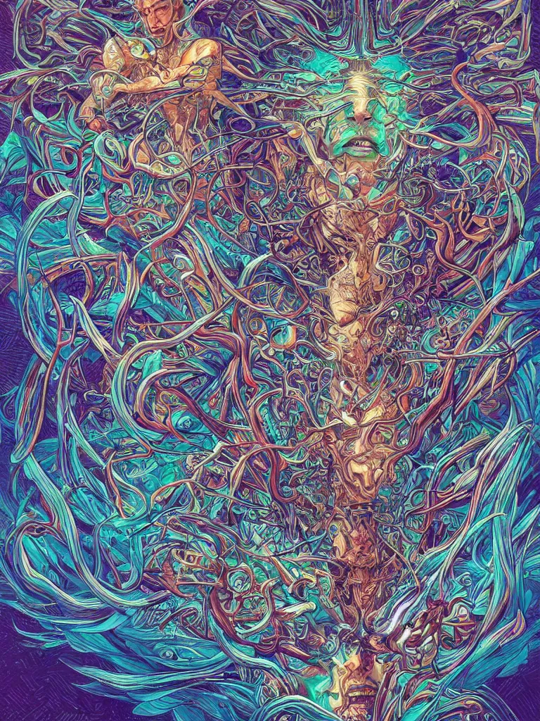 Image similar to android jones alex grey alex grey mark cooper artgerm artstation award winning photorealistic detailed hypervivid intense fantasy concept art, hypervivid intense mcbess, the sea by dan mumford, josan gonzalez