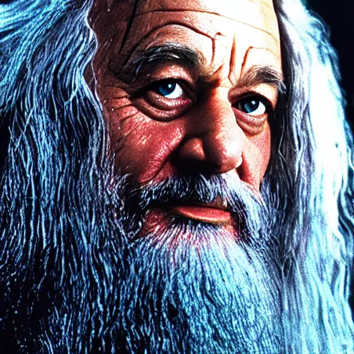 Image similar to closeup portrait of bill murray as gandalf in lord of the rings, film still, promotional shot