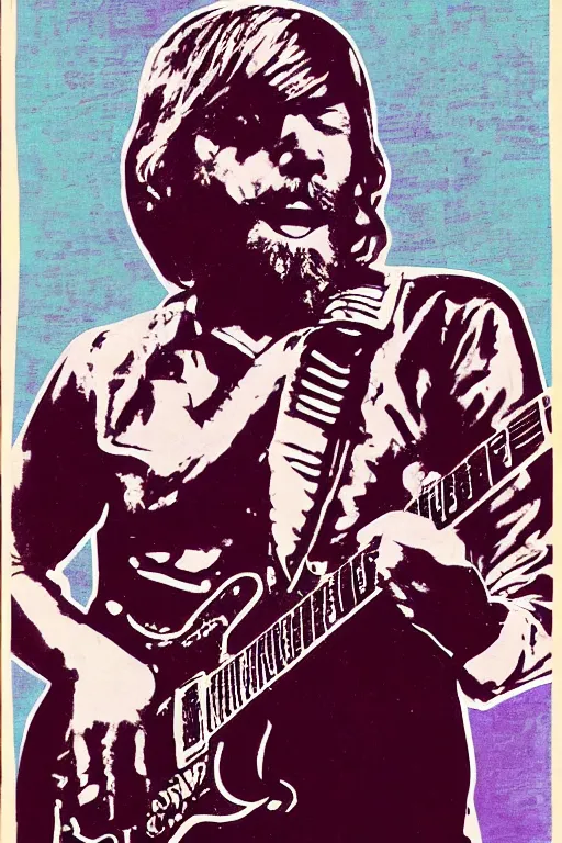 Image similar to duane allman in the style of andy warhol