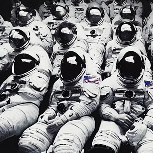 Image similar to astronauts sitting in a movie theater watching the movie “alien”, realistic