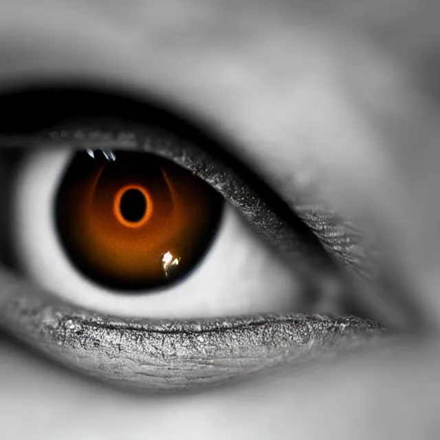 Image similar to a close up view of a eye, a macro photograph, featured on cg society, macro lens, ultra detailed, macro photography, atmospheric lighting, intricate, volumetric lighting, beautiful, sharp focus, in the art style of marc simonetti, bowater charlie and brom gerald, astrophotography
