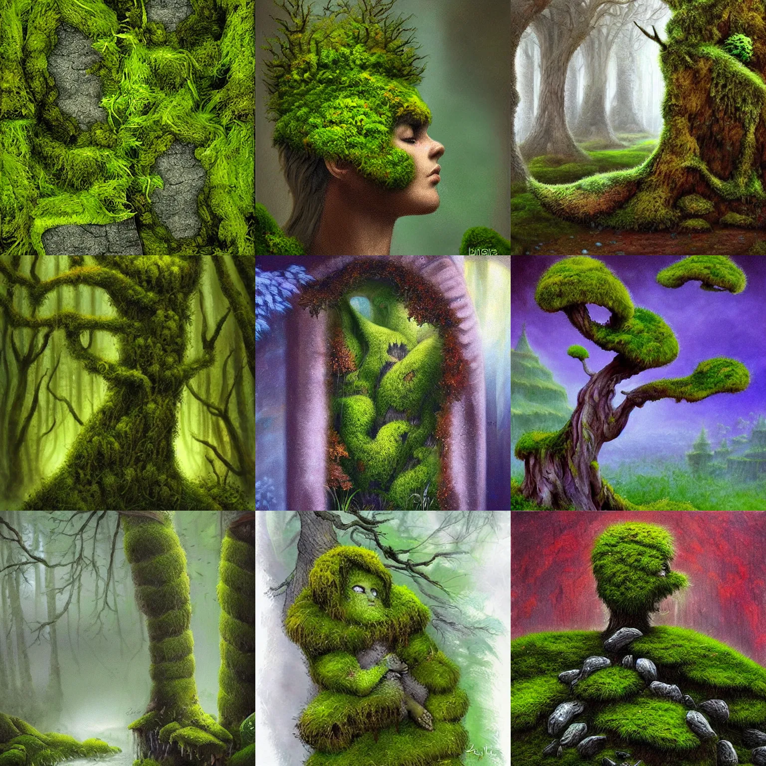 Prompt: Moss that steals emotions. fantasy art.