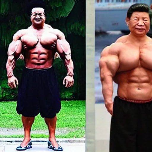 Prompt: xi jinping synthol man body builder