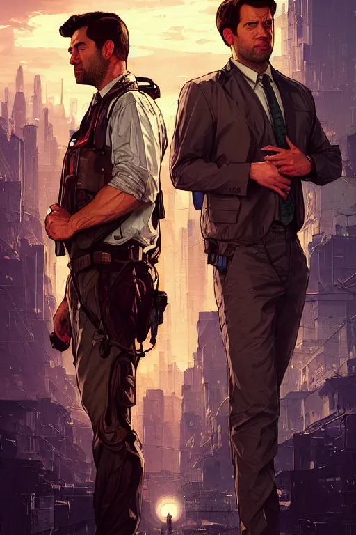 Prompt: gta jim halpert john krasinski profile picture by greg rutkowski, dynamic pose, intricate, futuristic, fantasy, elegant, by stanley artgerm lau, greg rutkowski, thomas kindkade, alphonse mucha, loish, norman rockwell, fantasy lut, asymmetric, long hair, retro computer graphics, video game, fluid lines,