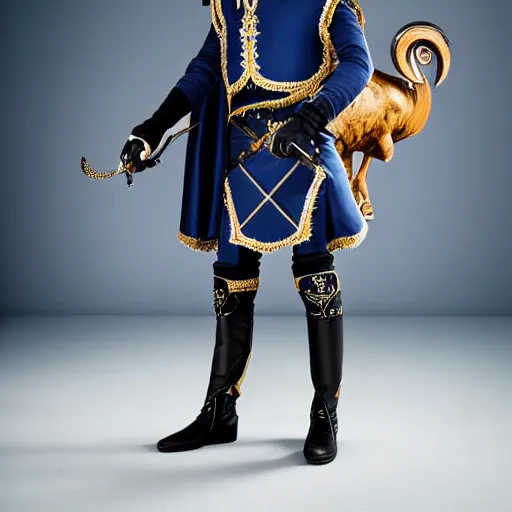 Image similar to low angle upper view of adult Austin Butler dressed in futuristic-baroque prussian blue duelist-garb with Griffin-Ram embroidery emblem, and nanocarbon-vest and greaves, standing in an arena in Dune 2020, XF IQ4, f/1.4, ISO 200, 1/160s, 8K, RAW, unedited, symmetrical balance, face in-frame