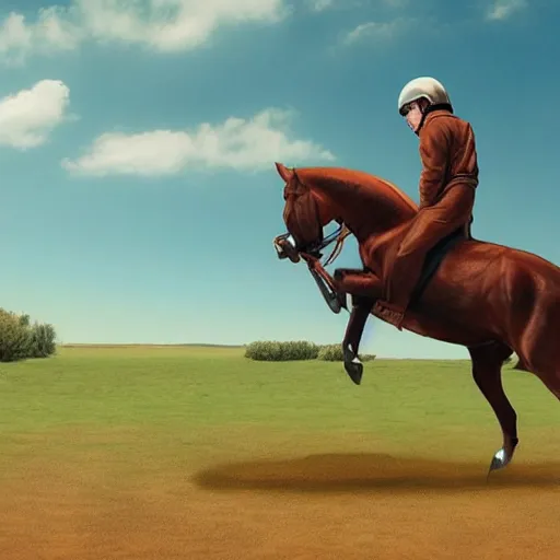 Image similar to horse riding on a cosmonaut photorealistic