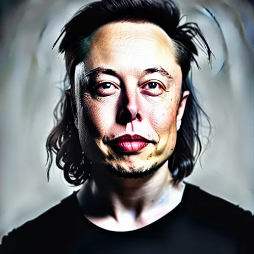 Prompt: Elon Musk, grungy, unkept hair, glowing eyes, modelsociety, radiant skin, huge anime eyes, RTX on, perfect face, directed gaze, intricate, Sony a7R IV, symmetric balance, polarizing filter, Photolab, Lightroom, 4K, Dolby Vision, Photography Award