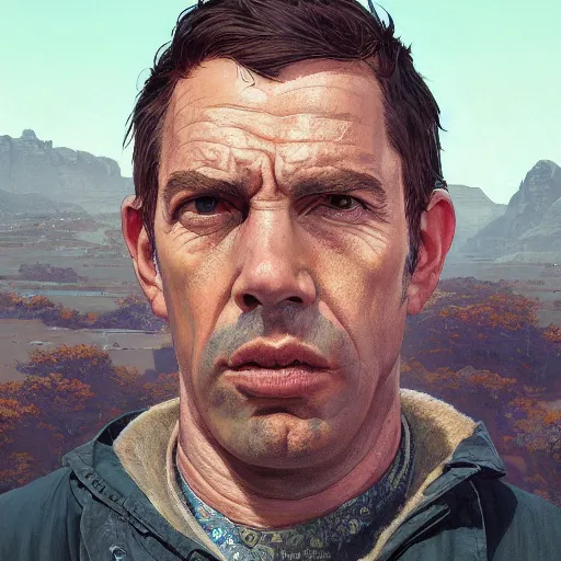 Image similar to highly detailed portrait, homer adams, in gta v, stephen bliss, unreal engine, fantasy art by greg rutkowski, loish, rhads, ferdinand knab, makoto shinkai and lois van baarle, ilya kuvshinov, rossdraws, tom bagshaw, global illumination, radiant light, detailed and intricate environment