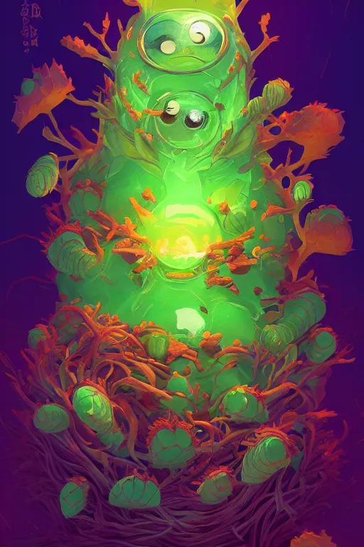 Image similar to roots cactus sushi cristal smurf ghost creature animal sushi cristal very big eye roots cactus elemental flush of force nature micro world fluo fishscale, behance hd by jesper ejsing, by rhads, makoto shinkai and lois van baarle, ilya kuvshinov, rossdraws radiating a glowing aura global illumination ray tracing hdr