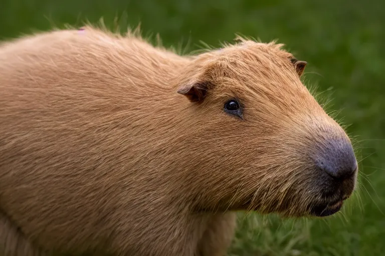 Prompt: a capybarar goldendoodle!!! hybrid! hyper realistic!! realistic lighting!! wildlife photographer of the year!!! bold natural colors, national geographic, hd, wide angle, 8 k